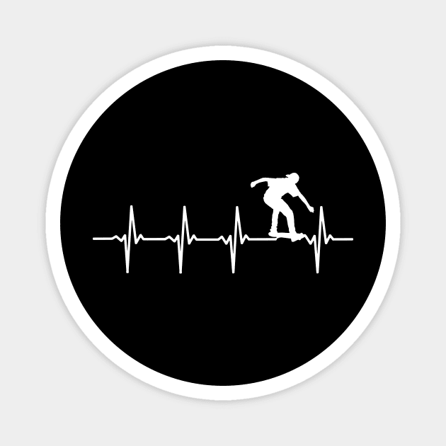 Skating Heartbeat Gift For Skaters & Skateboarders Magnet by OceanRadar